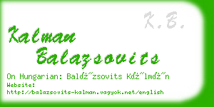 kalman balazsovits business card